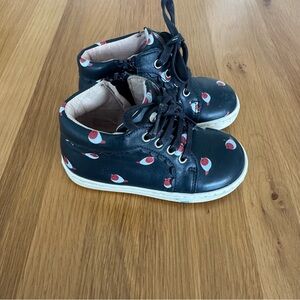 Jacadi Black Sneakers with Red and White Pattern